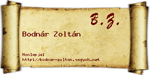 Bodnár Zoltán névjegykártya